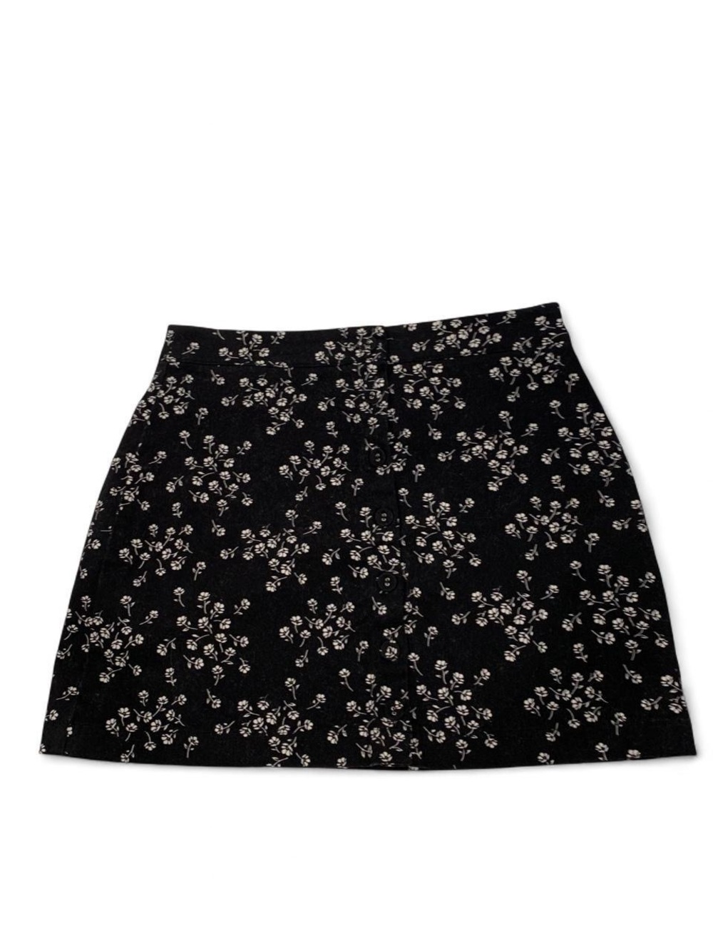 Forever 21 Black Mini Skirt with White Floral Print